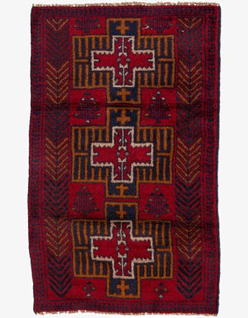 2' 10 x 4' 7 Hand Knotted Balouch Persian Wool Rug