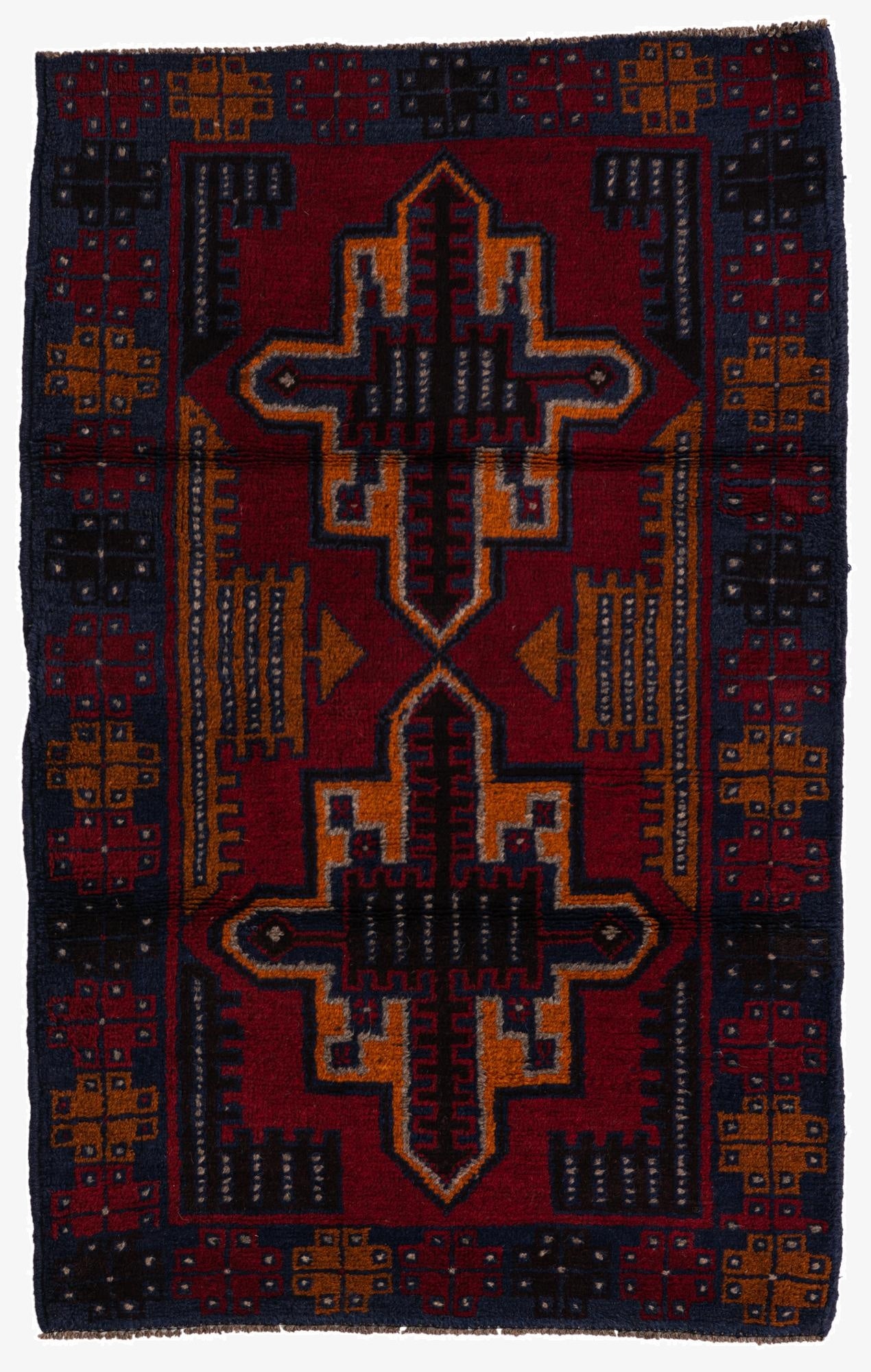 3' x 4' 6  Hand Knotted Balouch Persian Wool Rug