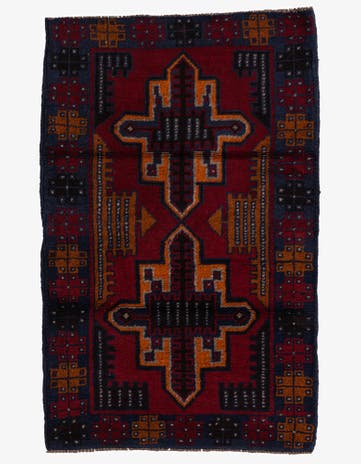 3' x 4' 6 Hand Knotted Balouch Persian Wool Rug