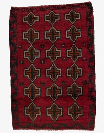 3' x 4' 4 Hand Knotted Balouch Persian Wool Rug