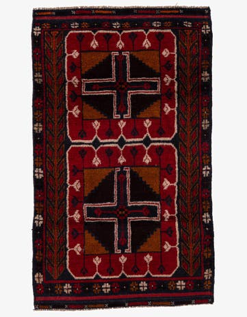 2' 9 x 4' 8 Hand Knotted Balouch Persian Wool Rug