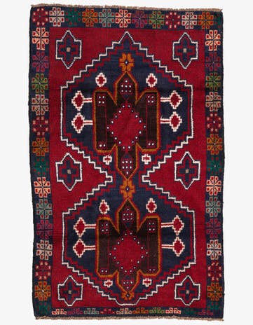 3' x 4' 7 Hand Knotted Balouch Persian Wool Rug