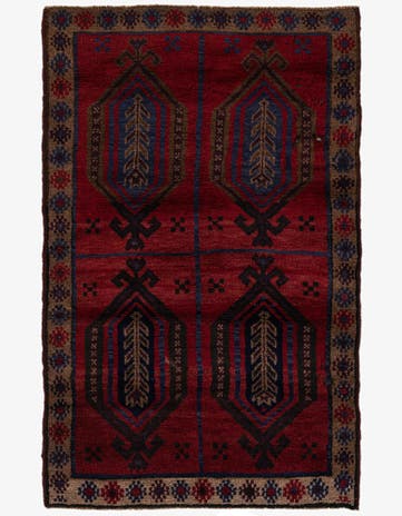 3' x 4' 8 Hand Knotted Balouch Persian Wool Rug