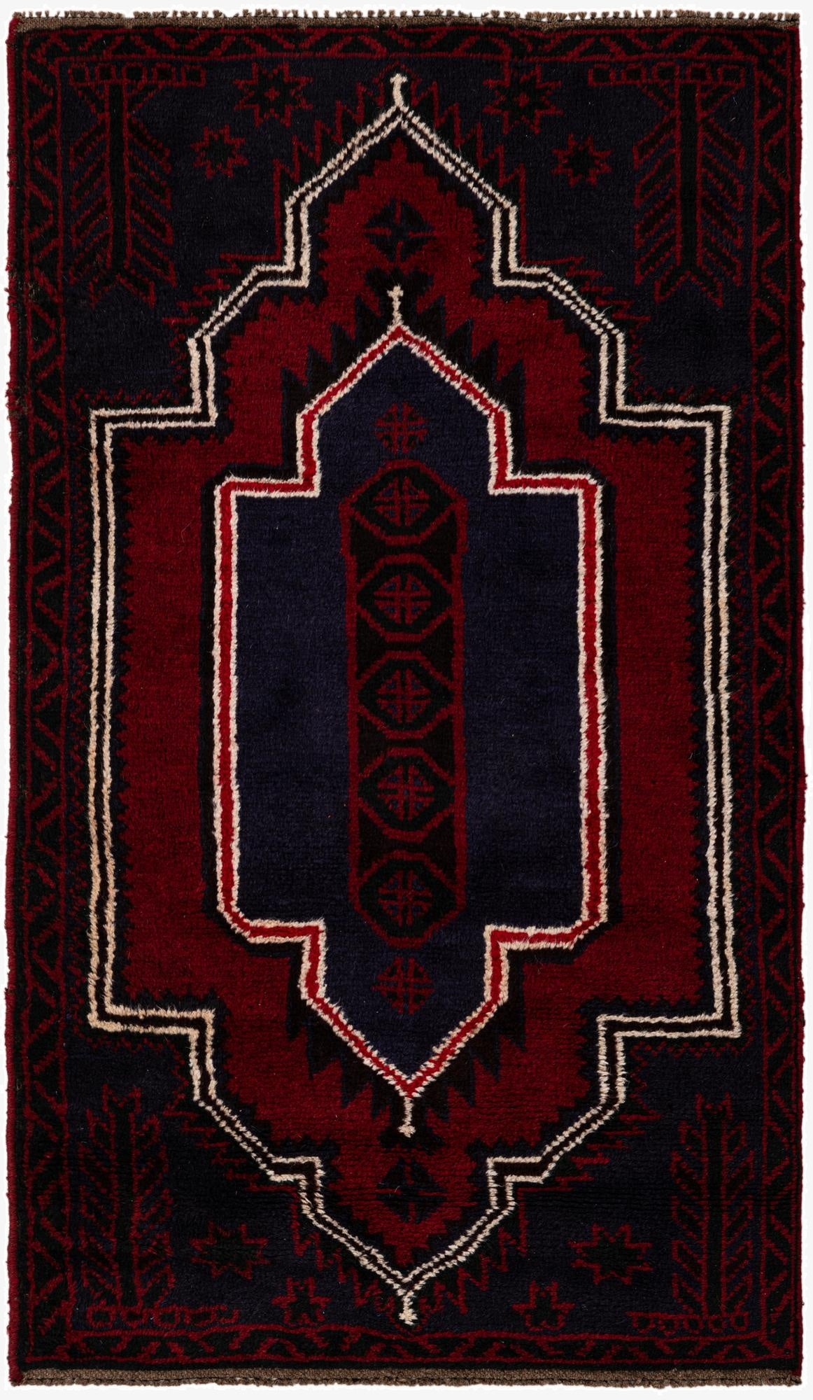 2' 9 x 4' 8  Hand Knotted Balouch Persian Wool Rug
