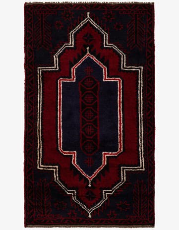 2' 9 x 4' 8 Hand Knotted Balouch Persian Wool Rug