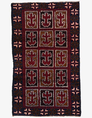 2' 10 x 4' 8 Hand Knotted Balouch Persian Wool Rug