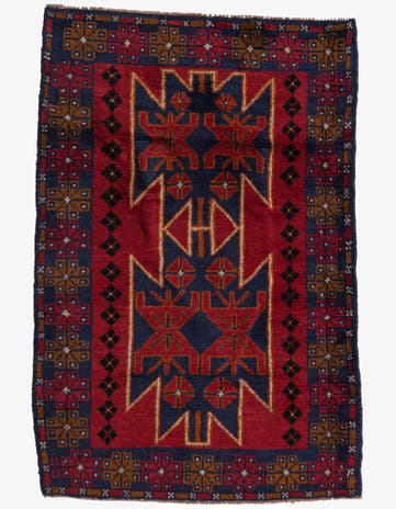 3' x 4' 7 Hand Knotted Balouch Persian Wool Rug