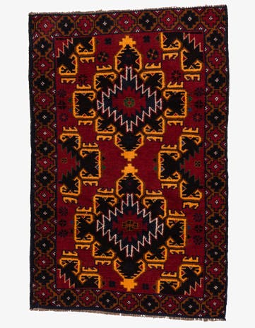 3' x 4' 5 Hand Knotted Balouch Persian Wool Rug