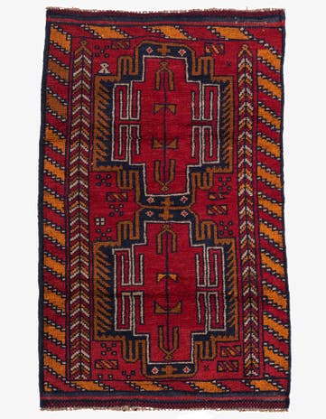 2' 10 x 4' 7 Hand Knotted Balouch Persian Wool Rug