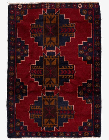 3' x 4' 5 Hand Knotted Balouch Persian Wool Rug