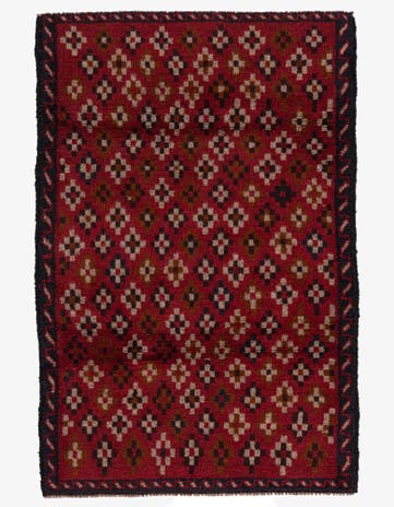 3' x 4' 7 Hand Knotted Balouch Persian Wool Rug