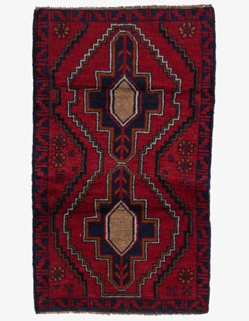 2' 9 x 4' 8 Hand Knotted Balouch Persian Wool Rug