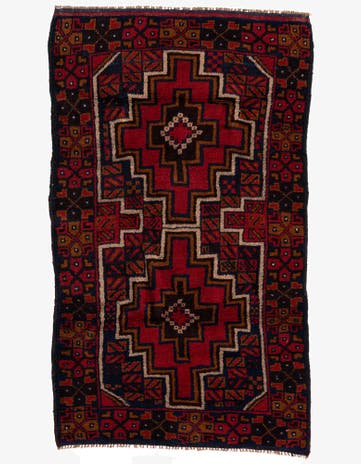 2' 9 x 4' 8 Hand Knotted Balouch Persian Wool Rug