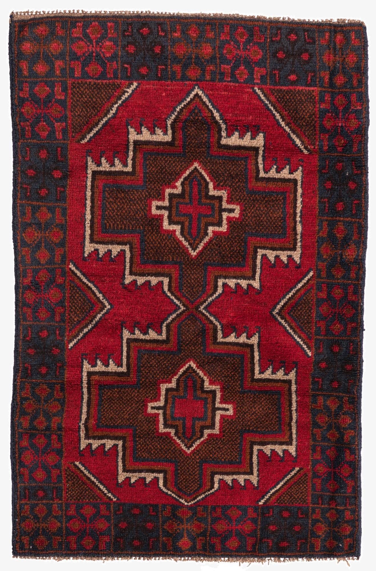 3' x 4' 7  Hand Knotted Balouch Persian Wool Rug