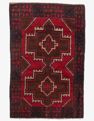 3' x 4' 7 Hand Knotted Balouch Persian Wool Rug