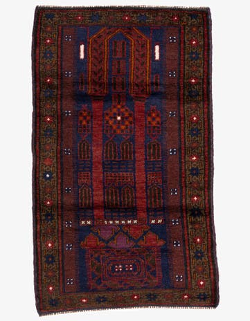 2' 10 x 4' 10 Hand Knotted Balouch Persian Wool Rug