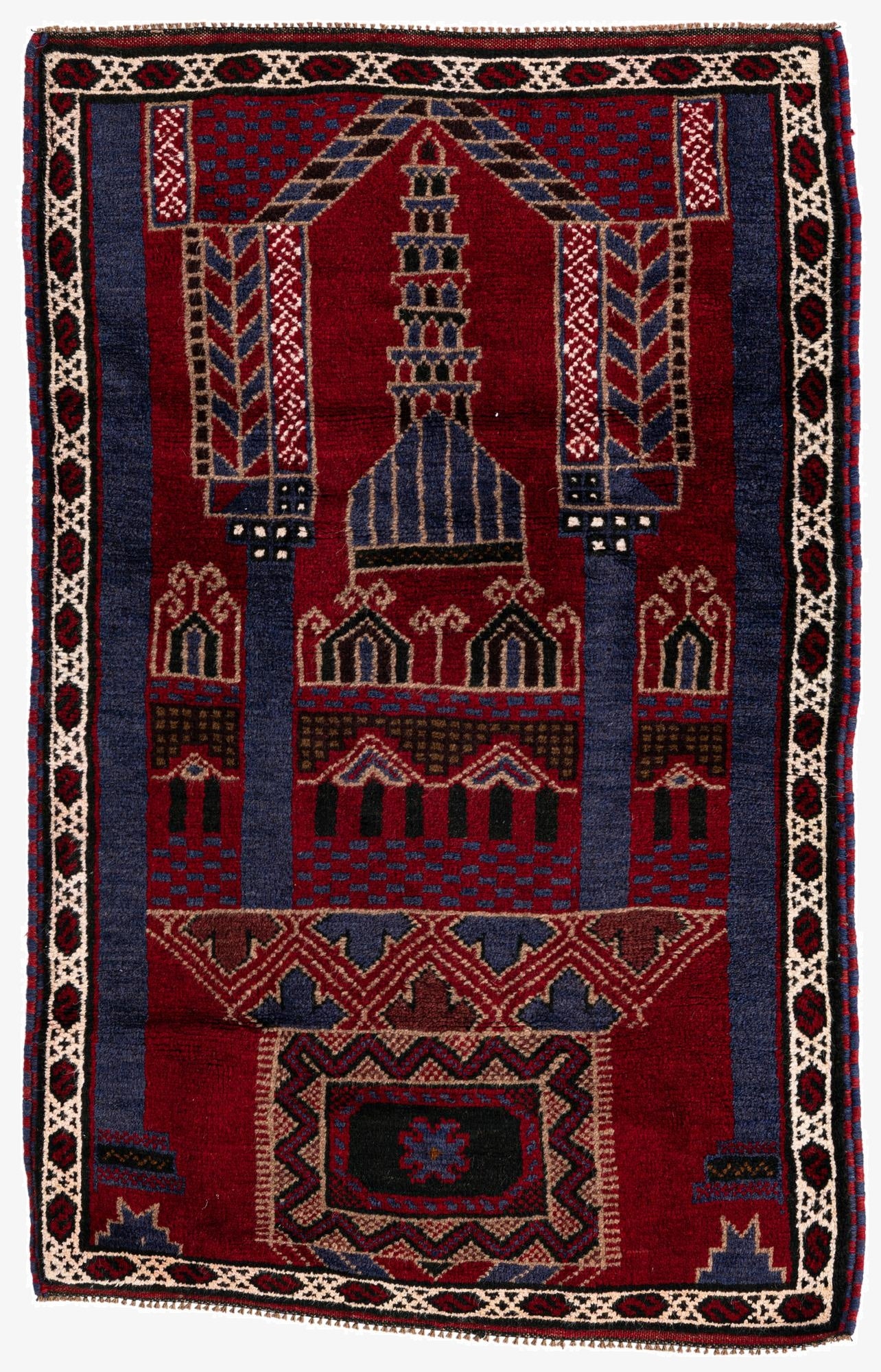 2' 11 x 4' 8  Hand Knotted Balouch Persian Wool Rug