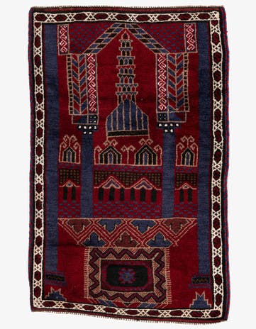 2' 11 x 4' 8 Hand Knotted Balouch Persian Wool Rug