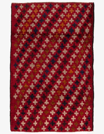 3' x 4' 7 Hand Knotted Balouch Persian Wool Rug