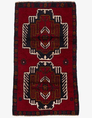 2' 8 x 4' 9 Hand Knotted Balouch Persian Wool Rug