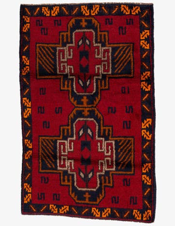 2' 10 x 4' 6 Hand Knotted Balouch Persian Wool Rug