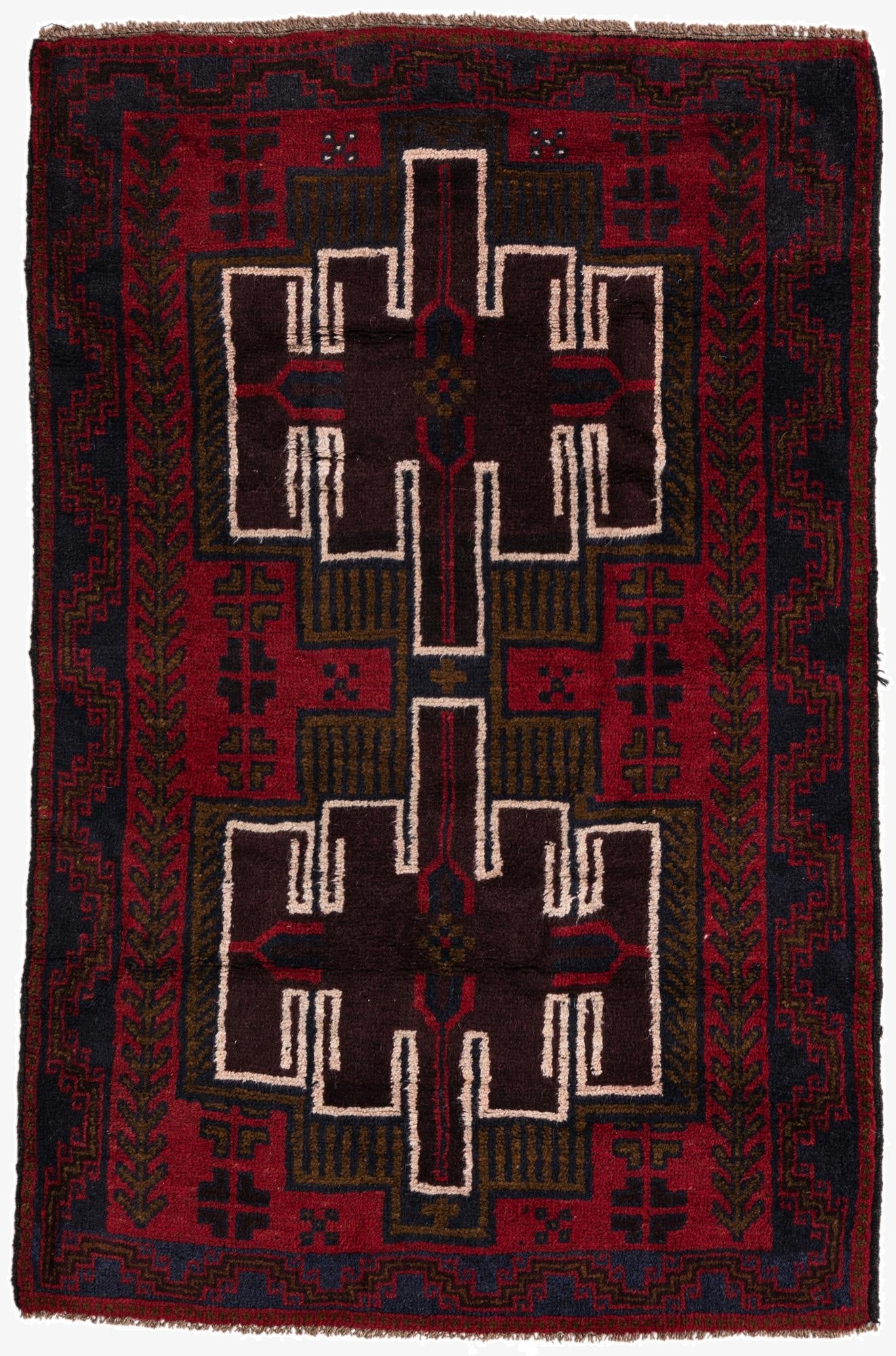 3' x 4' 8  Hand Knotted Balouch Persian Wool Rug