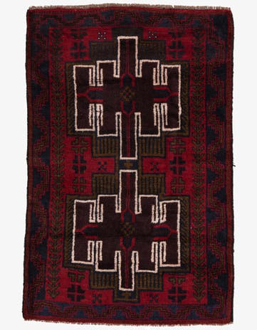 3' x 4' 8 Hand Knotted Balouch Persian Wool Rug