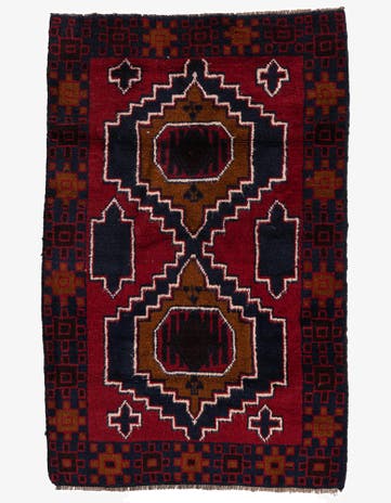 3' x 4' 6 Hand Knotted Balouch Persian Wool Rug