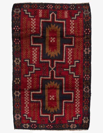 2' 10 x 4' 6 Hand Knotted Balouch Persian Wool Rug