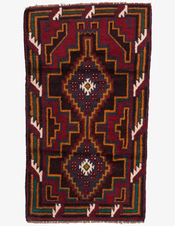 2' 9 x 4' 9 Hand Knotted Balouch Persian Wool Rug