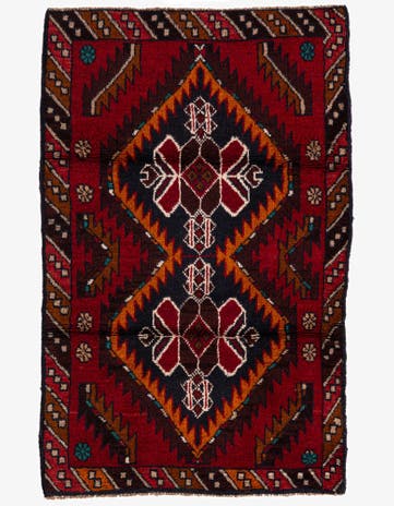 3' x 4' 7 Hand Knotted Balouch Persian Wool Rug