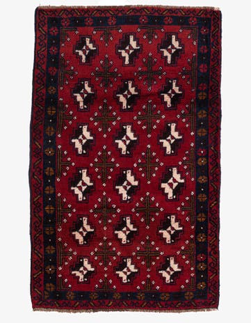 3' x 4' 9 Hand Knotted Balouch Persian Wool Rug