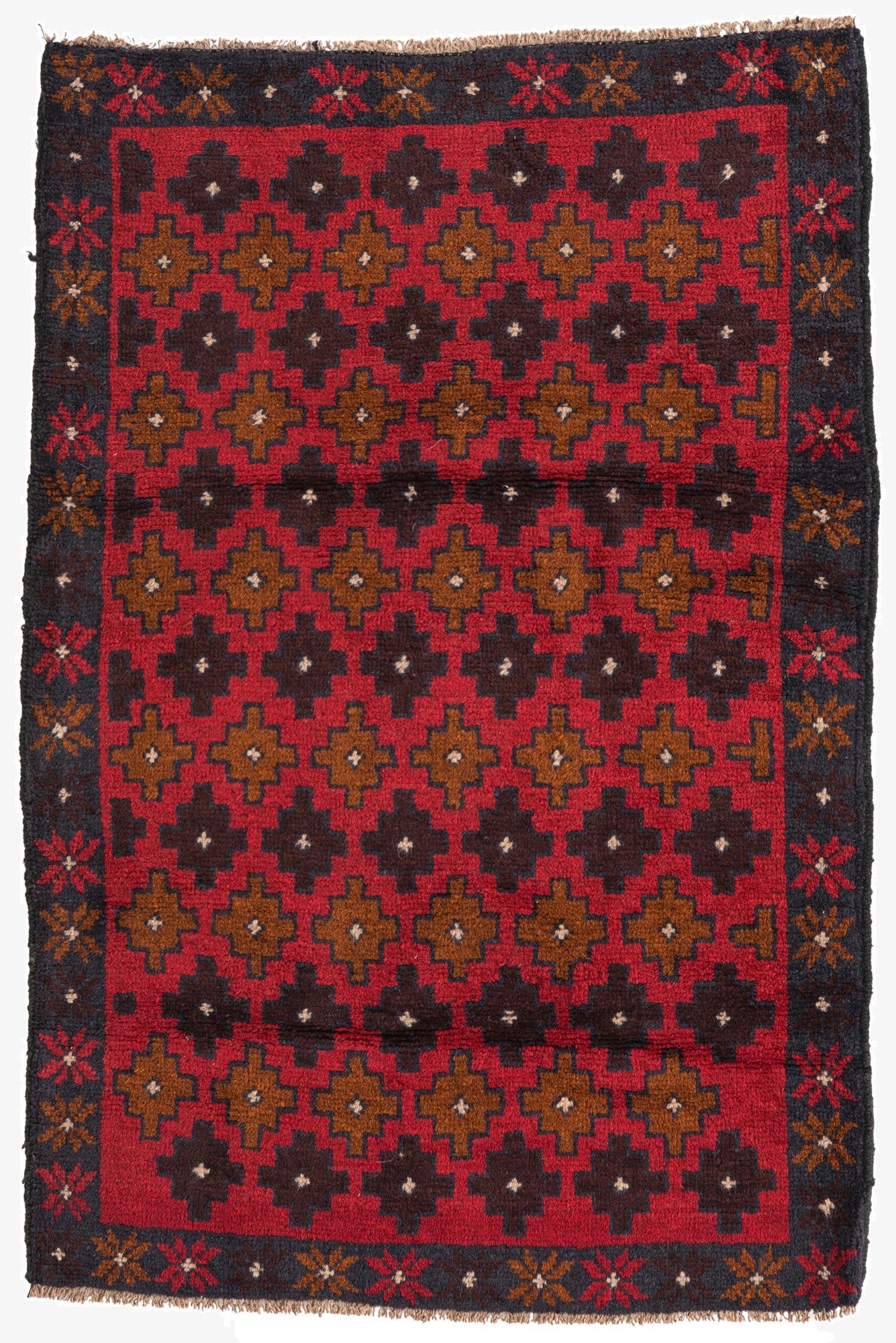 3' x 4' 6  Hand Knotted Balouch Persian Wool Rug