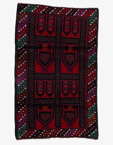 2' 11 x 4' 8 Hand Knotted Balouch Persian Wool Rug