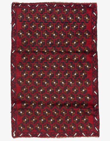 3' x 4' 6 Hand Knotted Balouch Persian Wool Rug