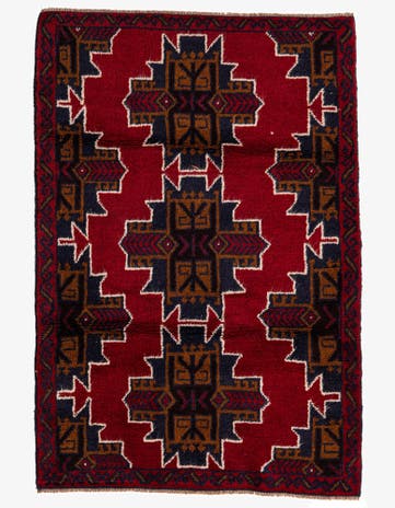 3' x 4' 5 Hand Knotted Balouch Persian Wool Rug