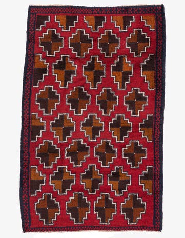 3' x 4' 8 Hand Knotted Balouch Persian Wool Rug