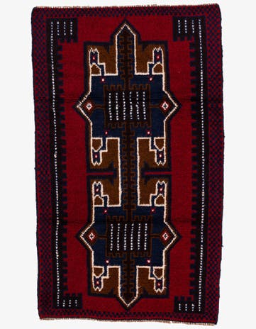 2' 9 x 4' 7 Hand Knotted Balouch Persian Wool Rug