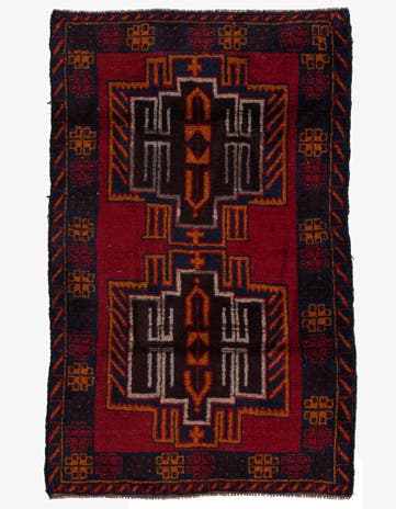 3' x 4' 8 Hand Knotted Balouch Persian Wool Rug