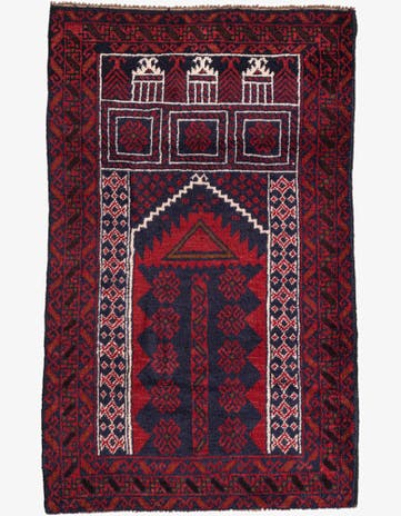 2' 10 x 4' 9 Hand Knotted Balouch Persian Wool Rug