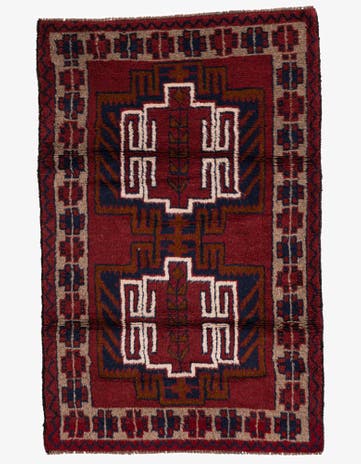 2' 10 x 4' 5 Hand Knotted Balouch Persian Wool Rug