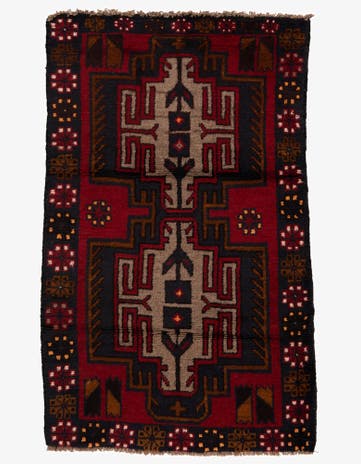 2' 10 x 4' 7 Hand Knotted Balouch Persian Wool Rug