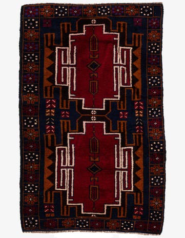 2' 11 x 4' 6 Hand Knotted Balouch Persian Wool Rug