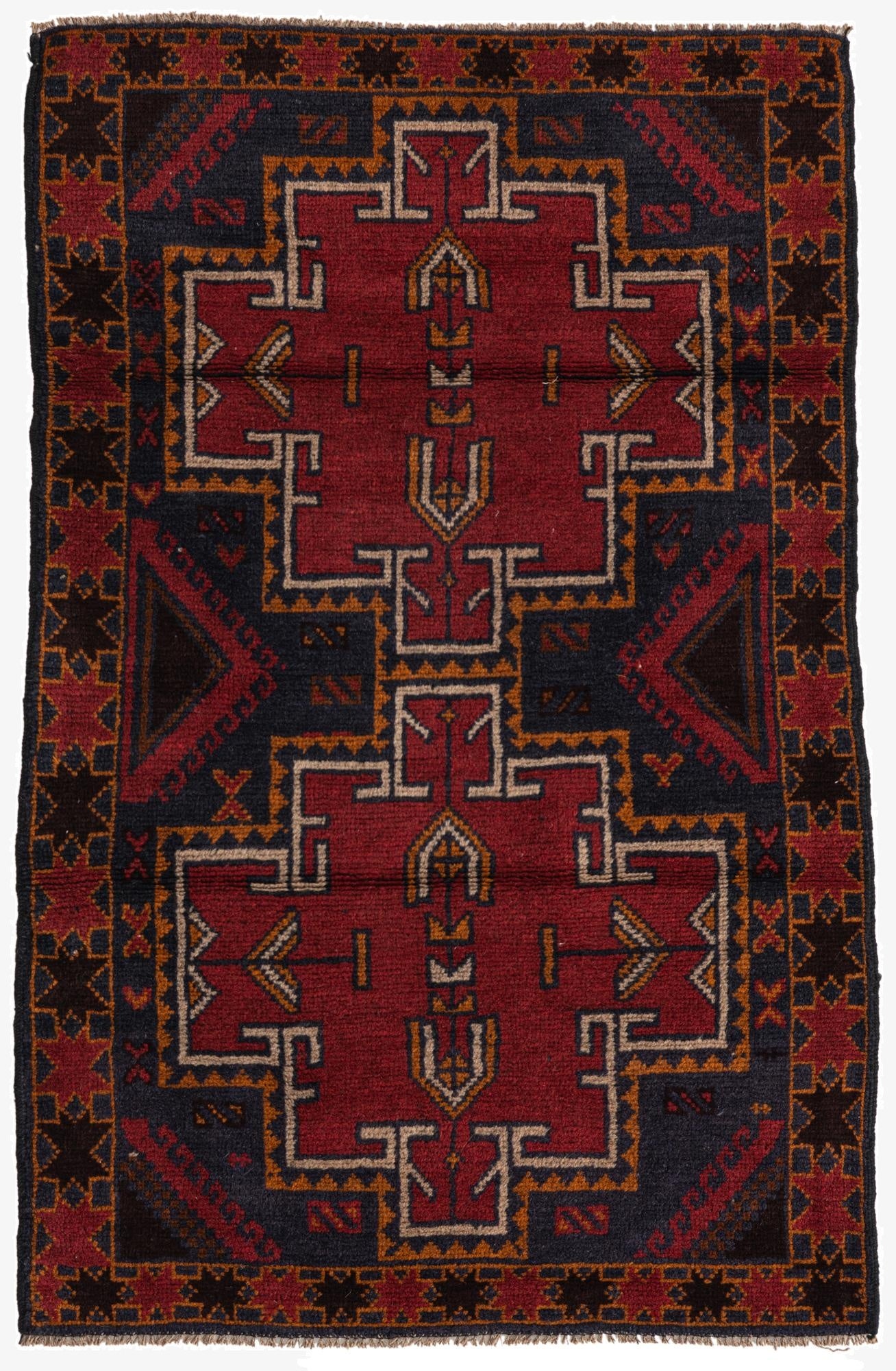 2' 10 x 4' 5  Hand Knotted Balouch Persian Wool Rug