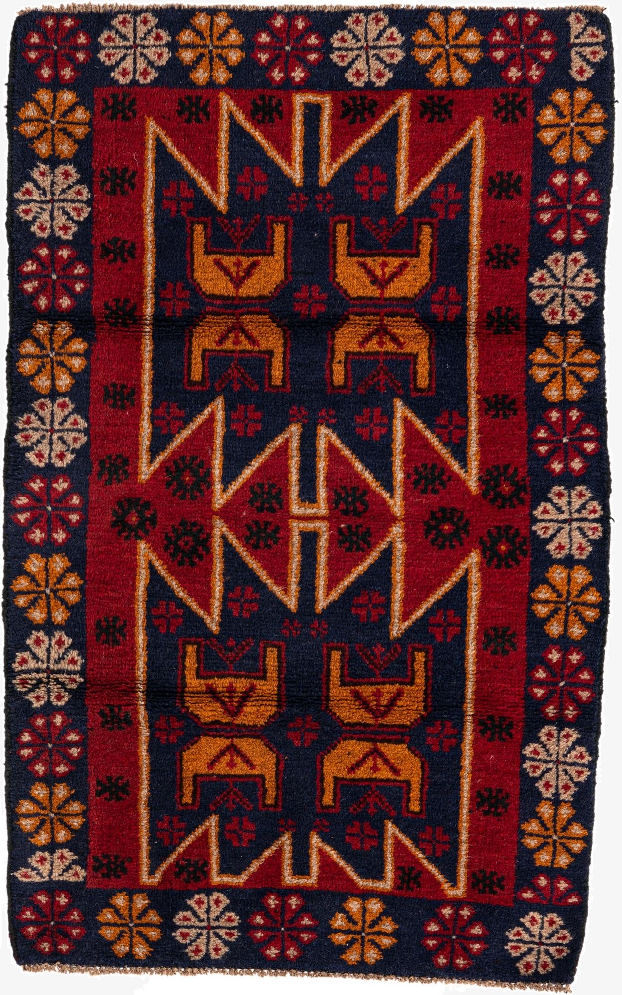 2' 10 x 4' 6  Hand Knotted Balouch Persian Wool Rug