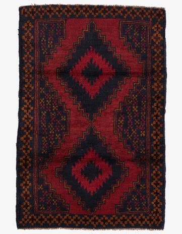 3' x 4' 6 Hand Knotted Balouch Persian Wool Rug