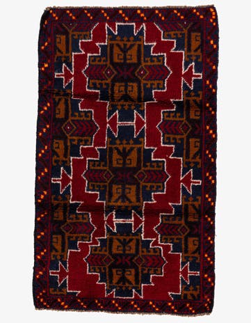 2' 9 x 4' 8 Hand Knotted Balouch Persian Wool Rug