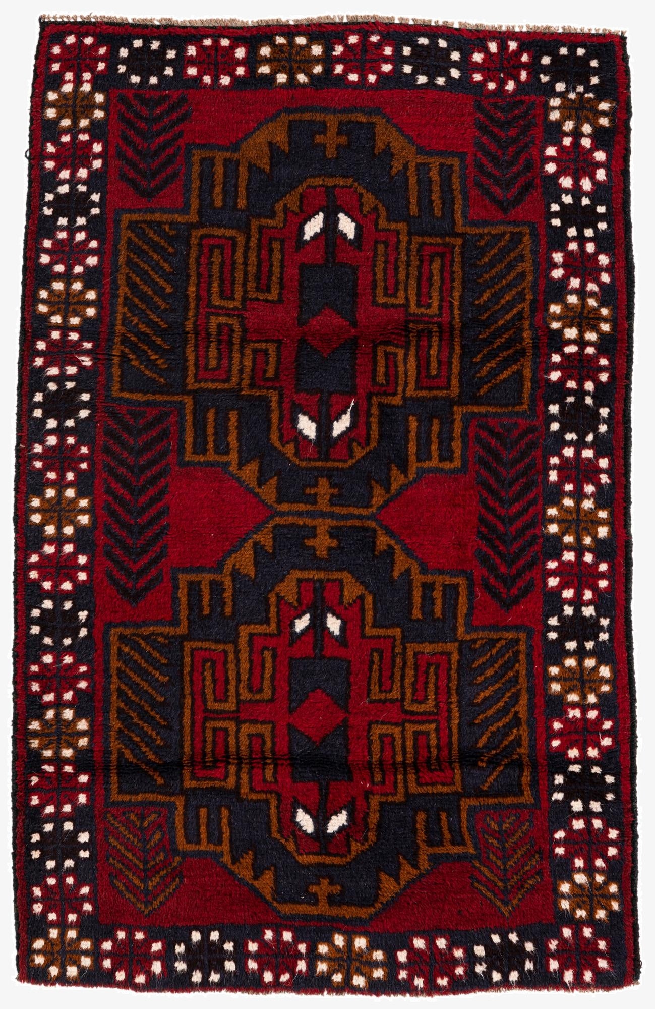 2' 11 x 4' 7  Hand Knotted Balouch Persian Wool Rug