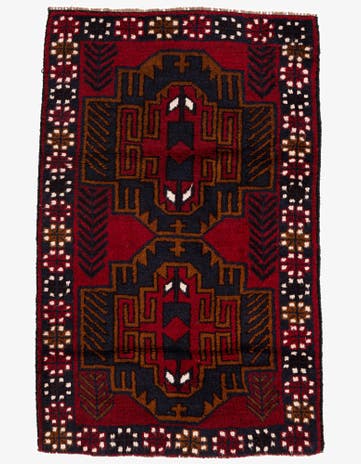 2' 11 x 4' 7 Hand Knotted Balouch Persian Wool Rug