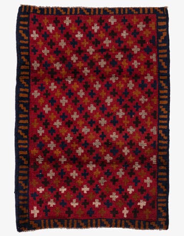 3' x 4' 5 Hand Knotted Balouch Persian Wool Rug